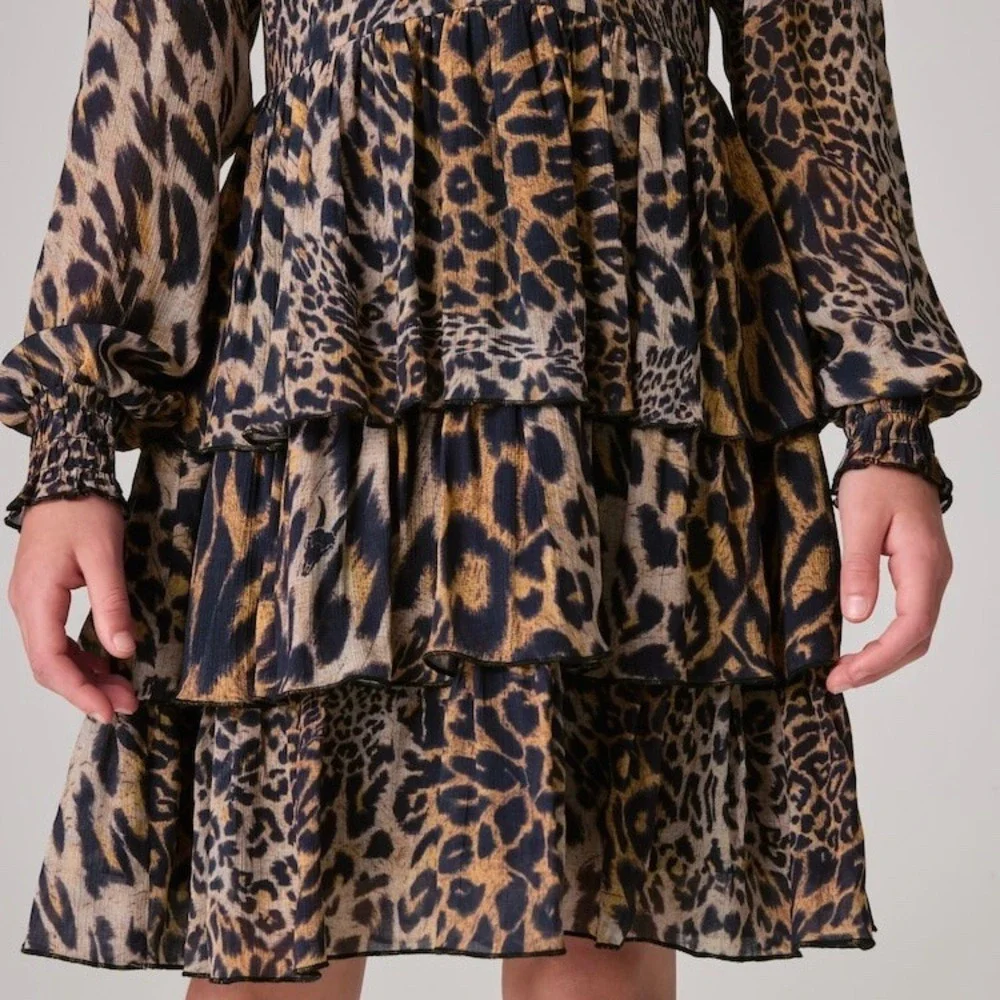 smALLSAINTS Girls' Leopard Tiered Dress (9-10‎ Years)